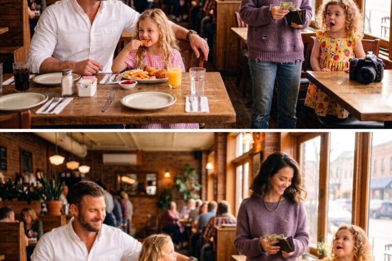 The poor woman tried to sneak away unnoticed – but a single father saw his little daughter looking at her.