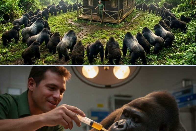 A ranger rescues a sick gorilla; the next day, a herd surrounds his post!