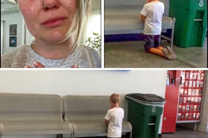Mom Finds Her Son kneeling in Walmart, then sees the sign above him and Starts To Cry.