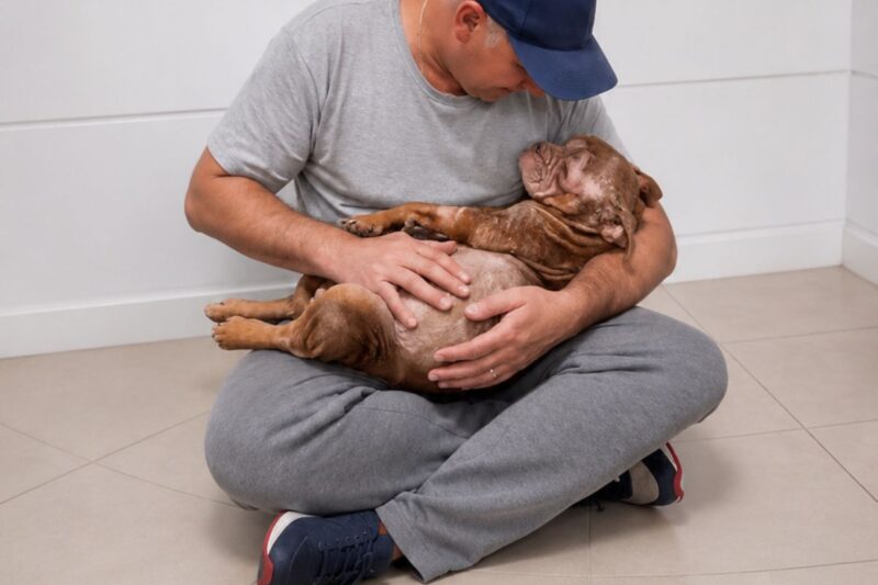 She had been used for breeding her entire life, was blind and weak – and fell asleep in my arms.